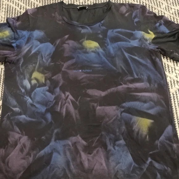 Saint Laurent men's archive logo tie dye shirt
